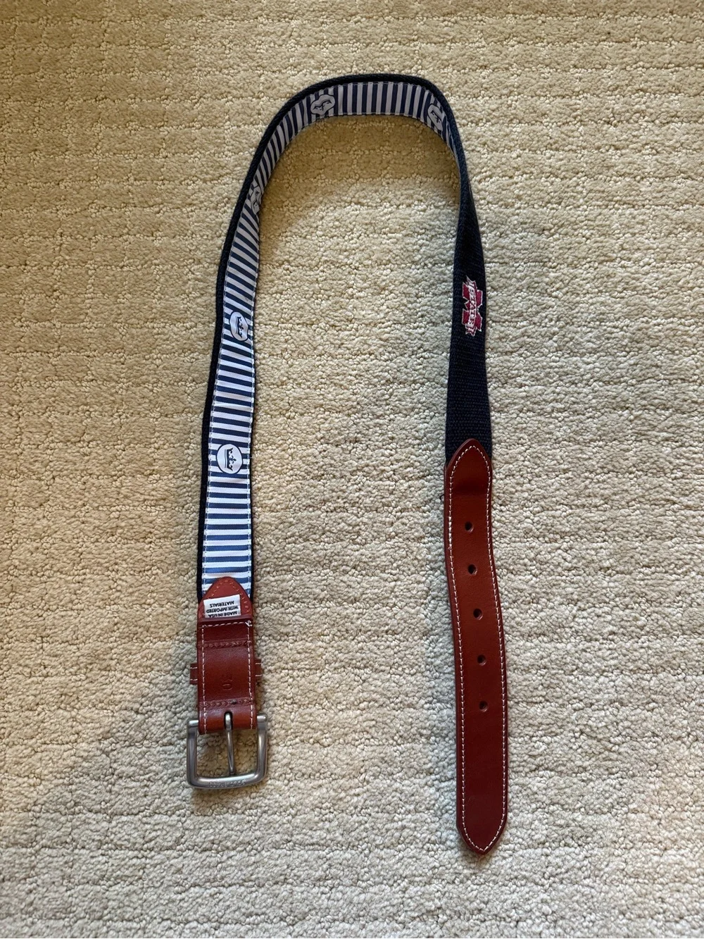 Peter Millar Mississippi State Black Needlepoint Belt size 30